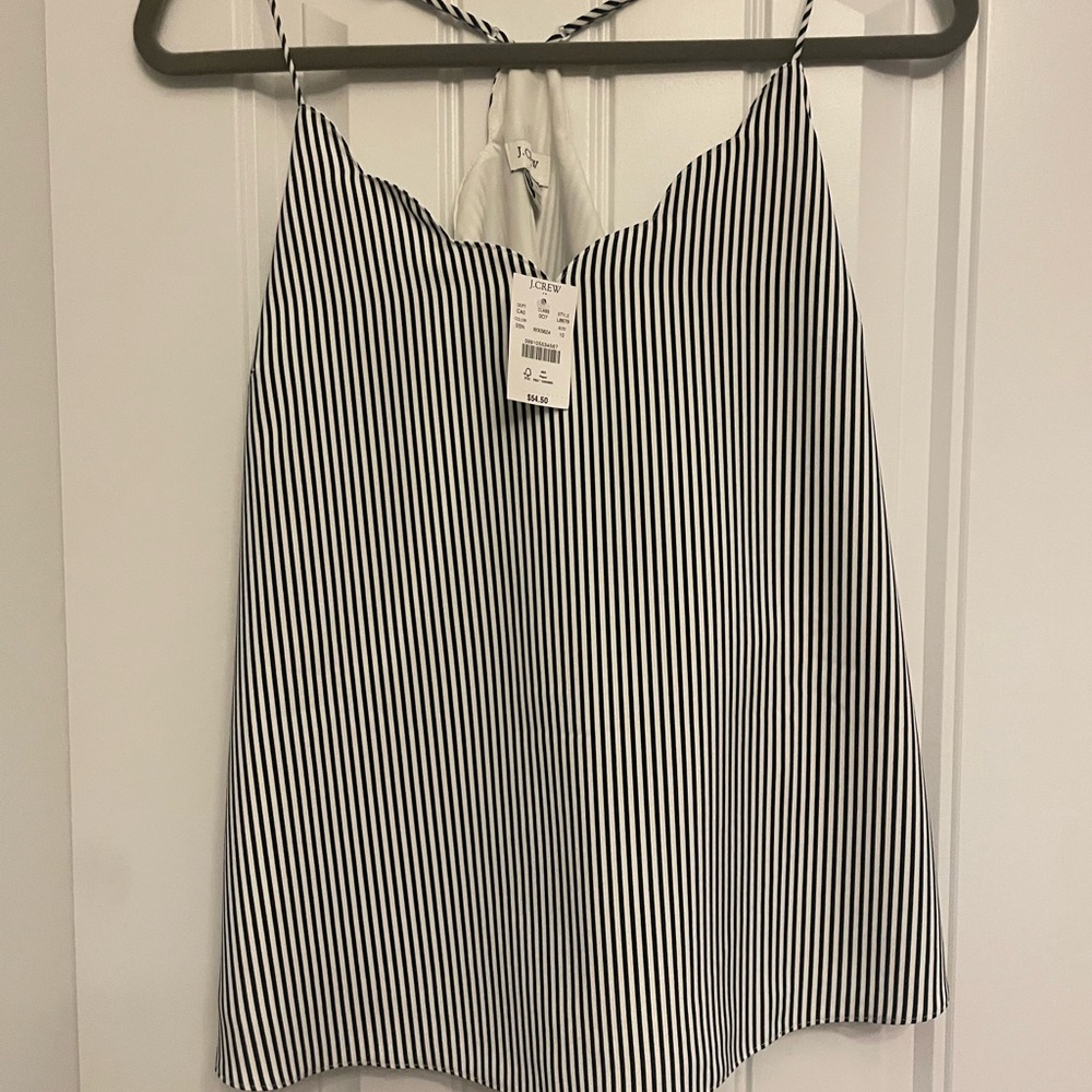 J. Crew Black and White Camisole Top Scalloped edge SZ10 NWT
